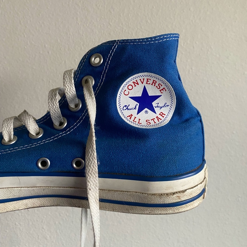 Cobalt Blue High Top Converse Perfectly Worn In